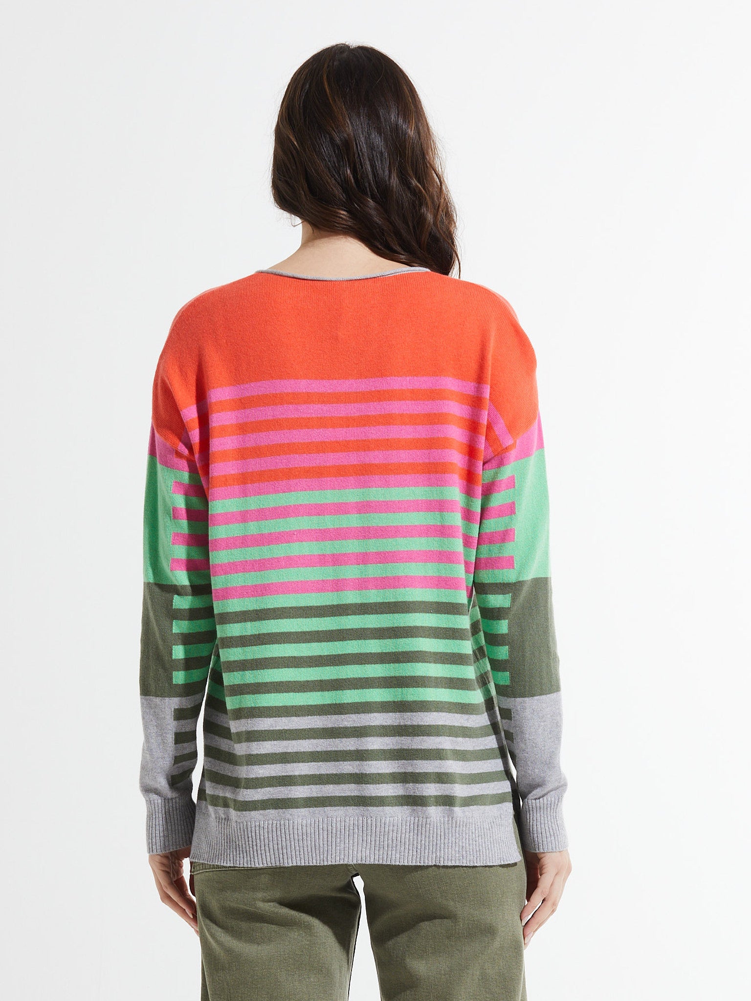Varied Stripe V Sweater