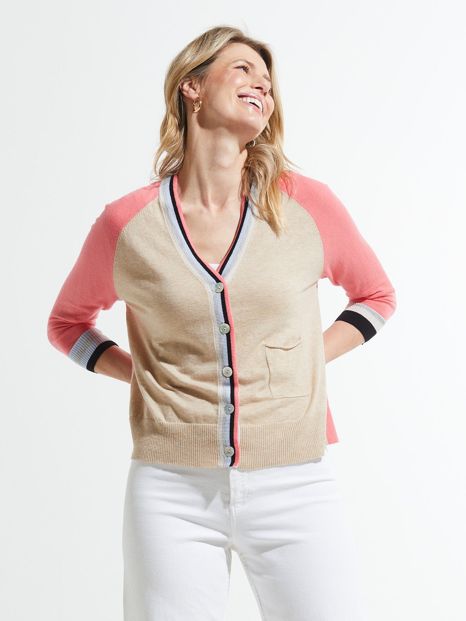 Stripe Trim Cardi