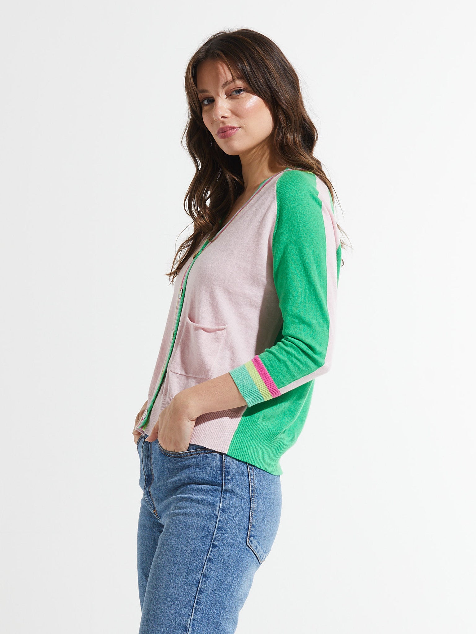 Stripe Trim Cardi