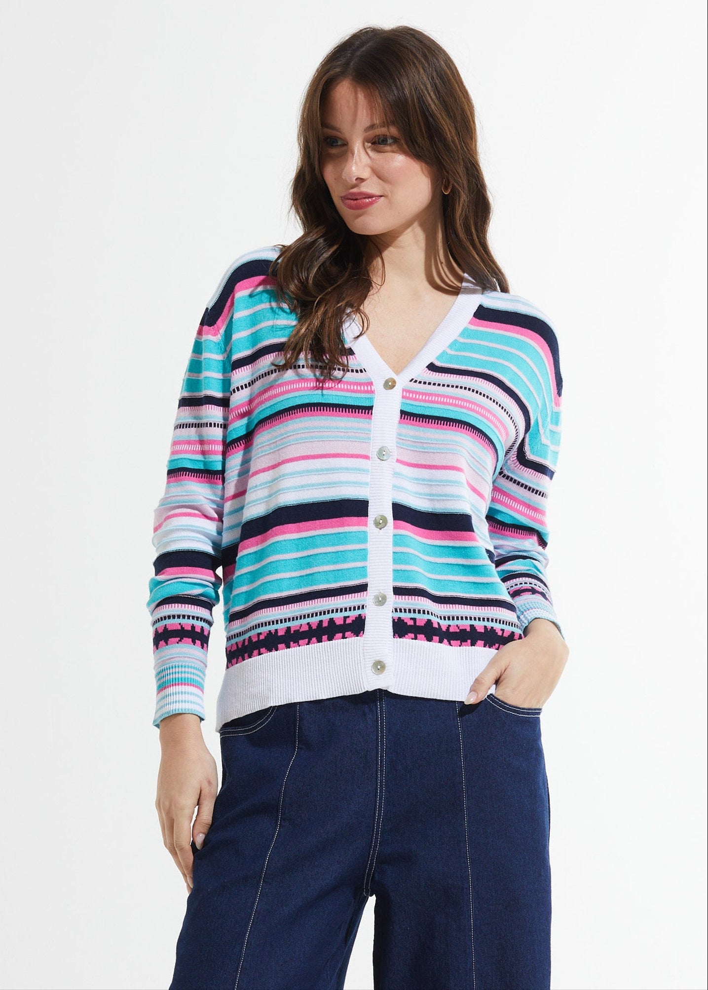 Striped V Cardi
