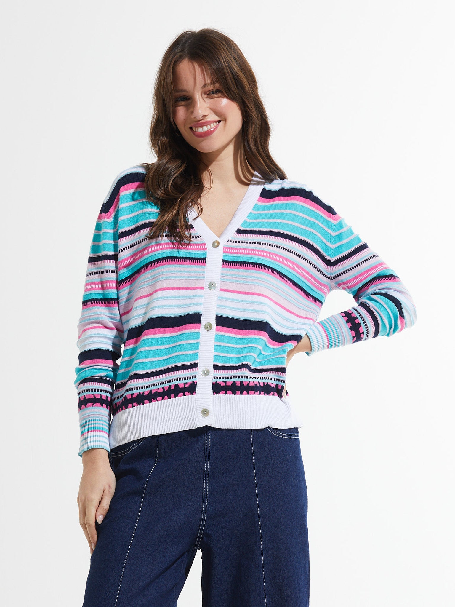 Striped V Cardi
