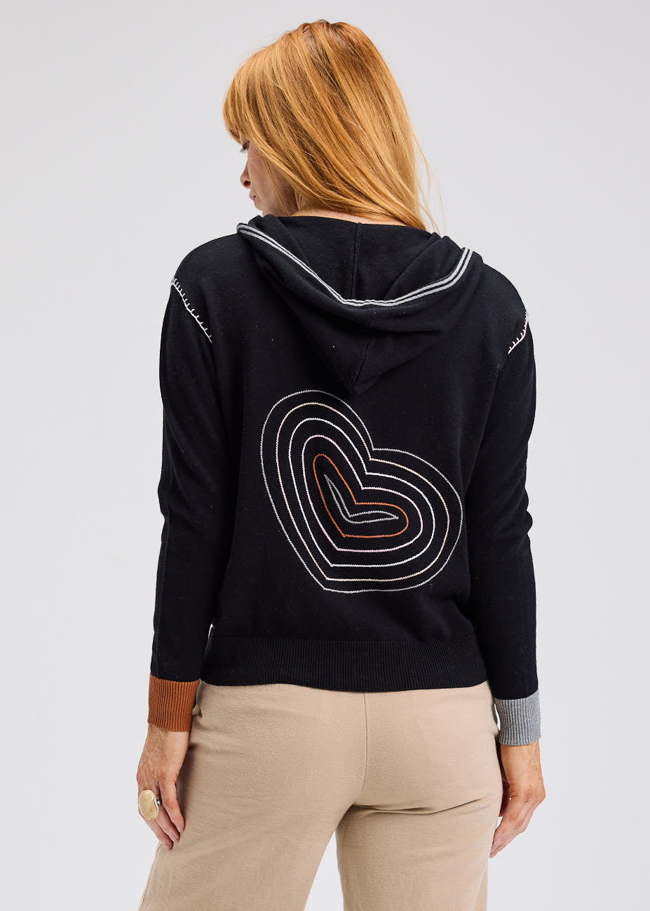 Heart-Embroidery Hoodie