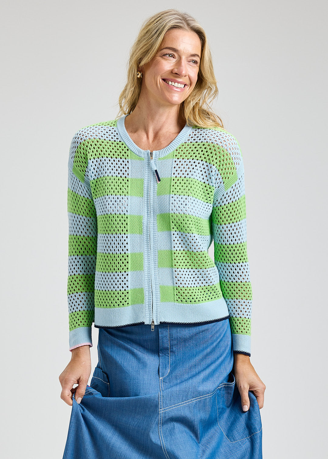Pointelle Zip Cardi
