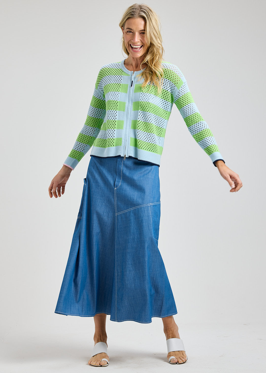 Pointelle Zip Cardi