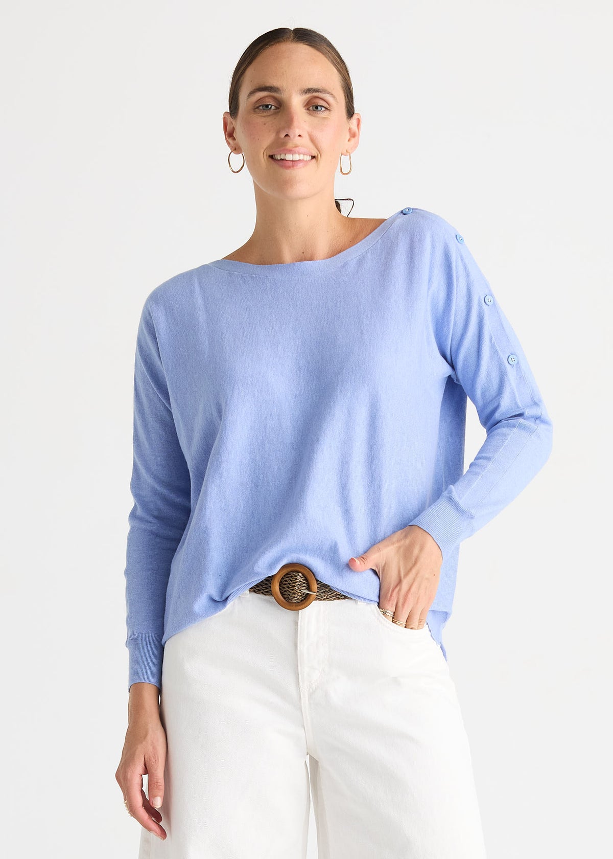 Button Boat Neck