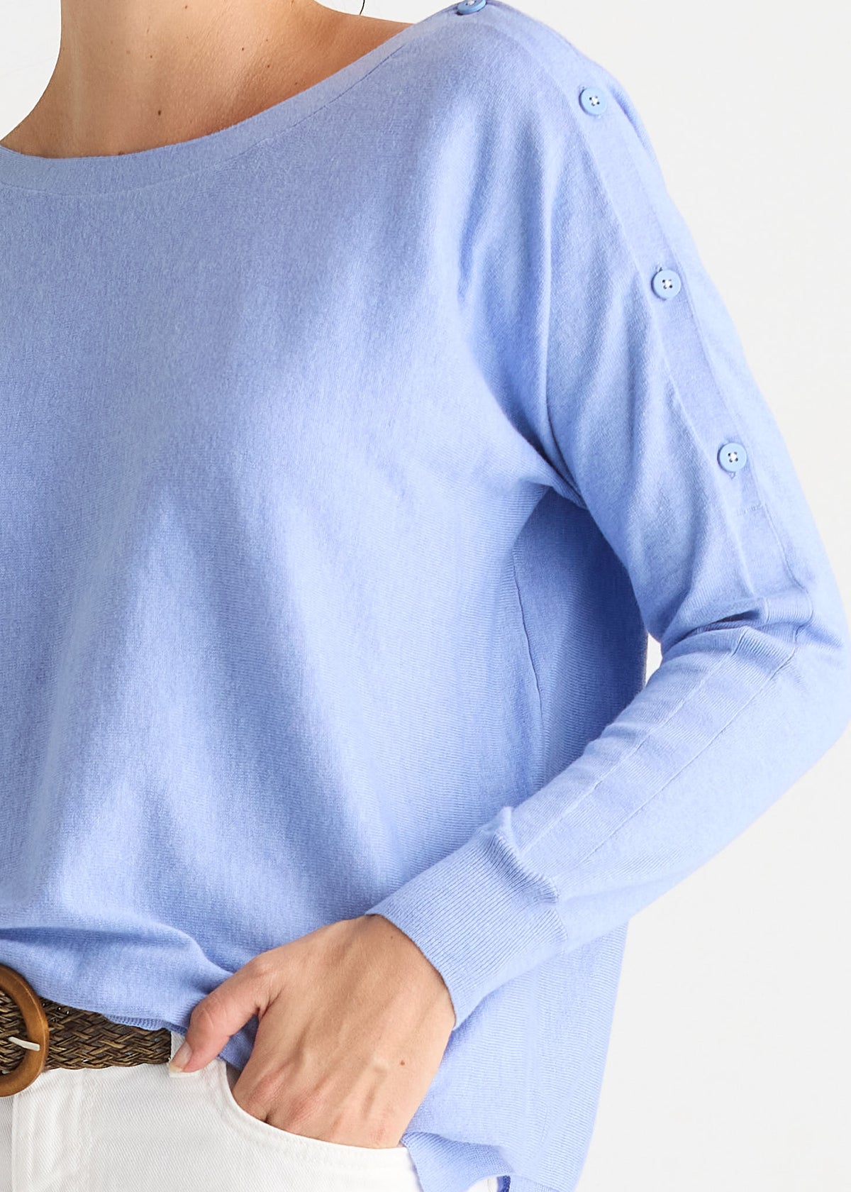 Button Boat Neck