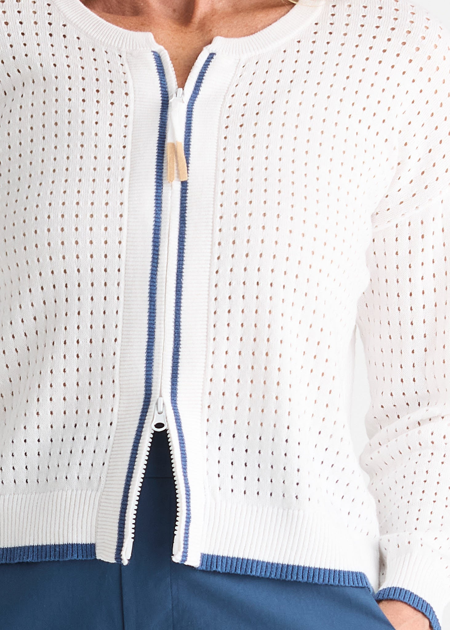 Pointelle Zip Cardi