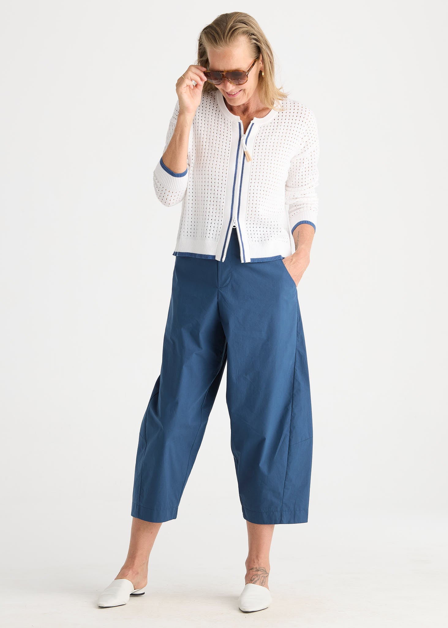 Pointelle Zip Cardi