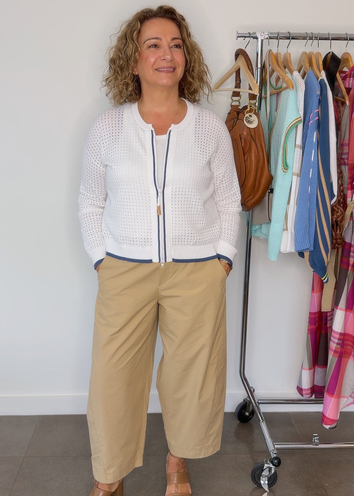 Pointelle Zip Cardi