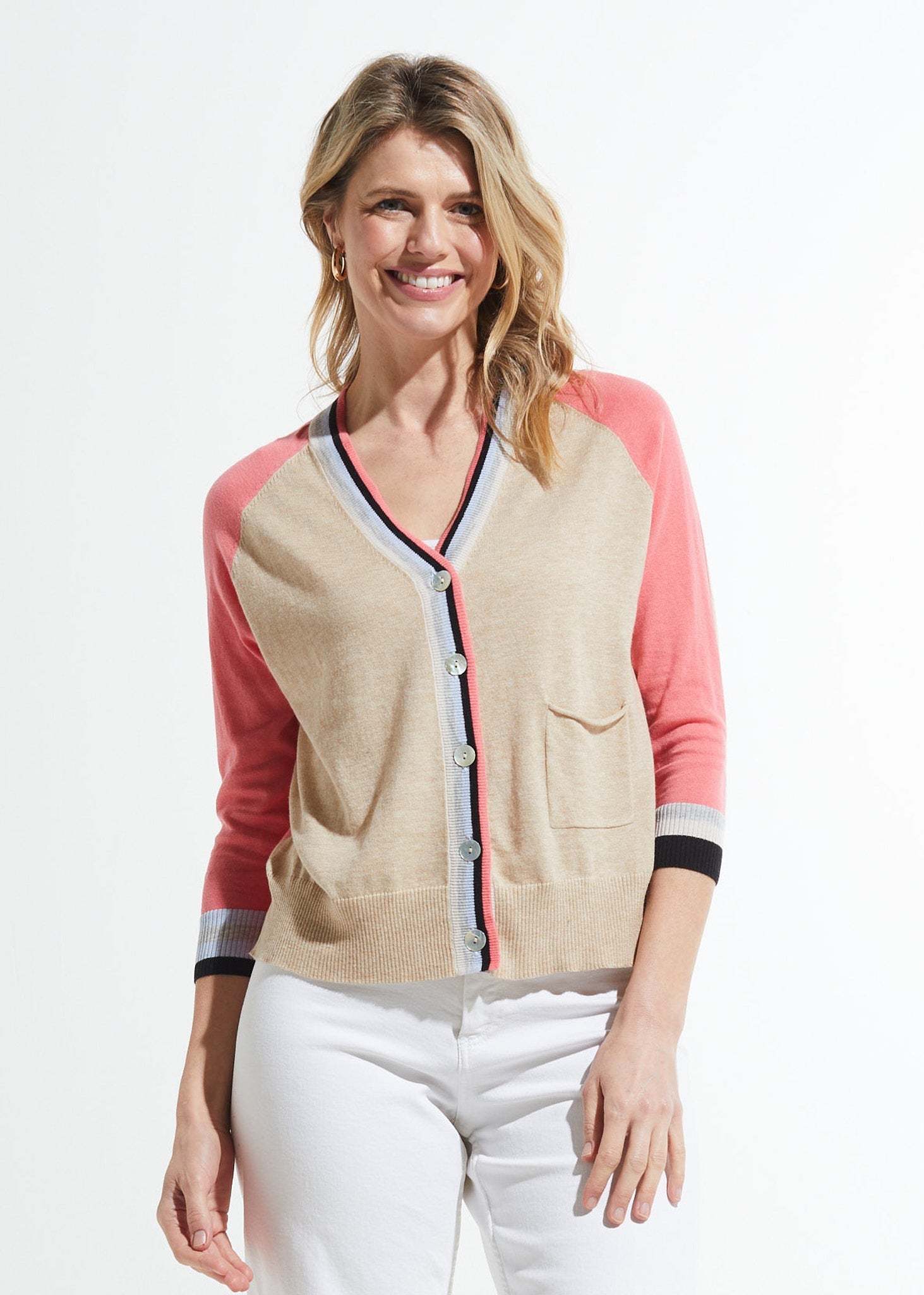 Stripe Trim Cardi