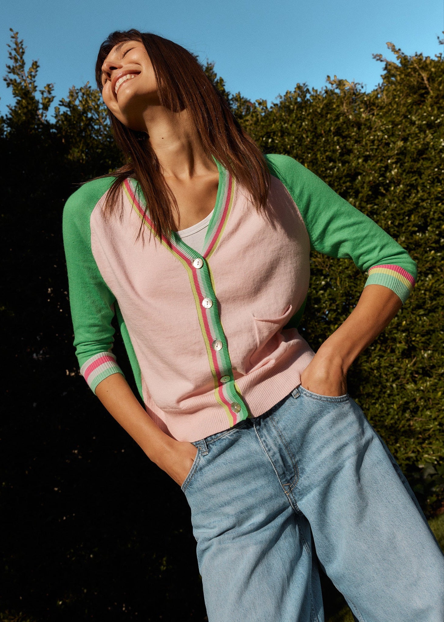 Stripe Trim Cardi