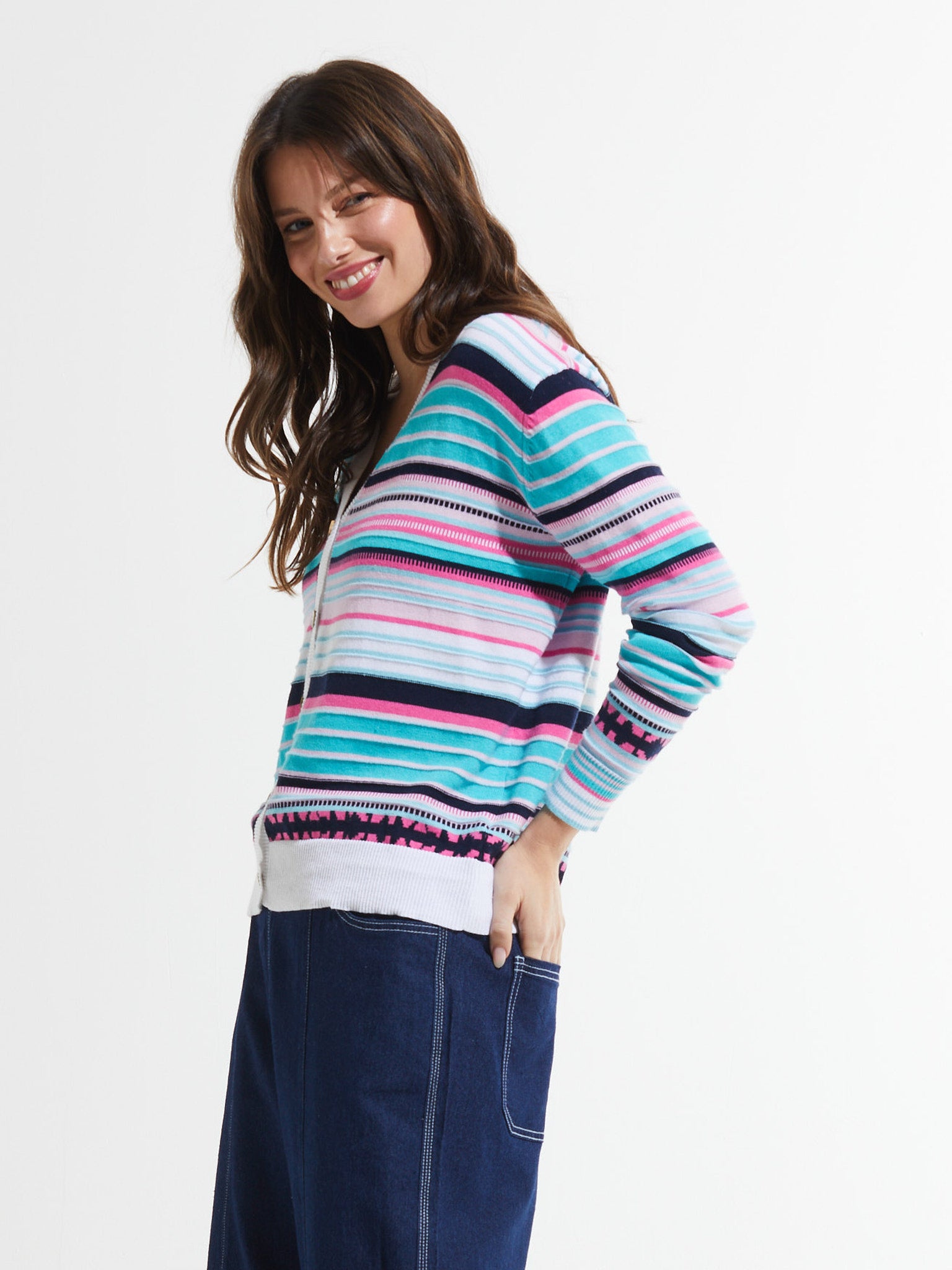 Striped V Cardi
