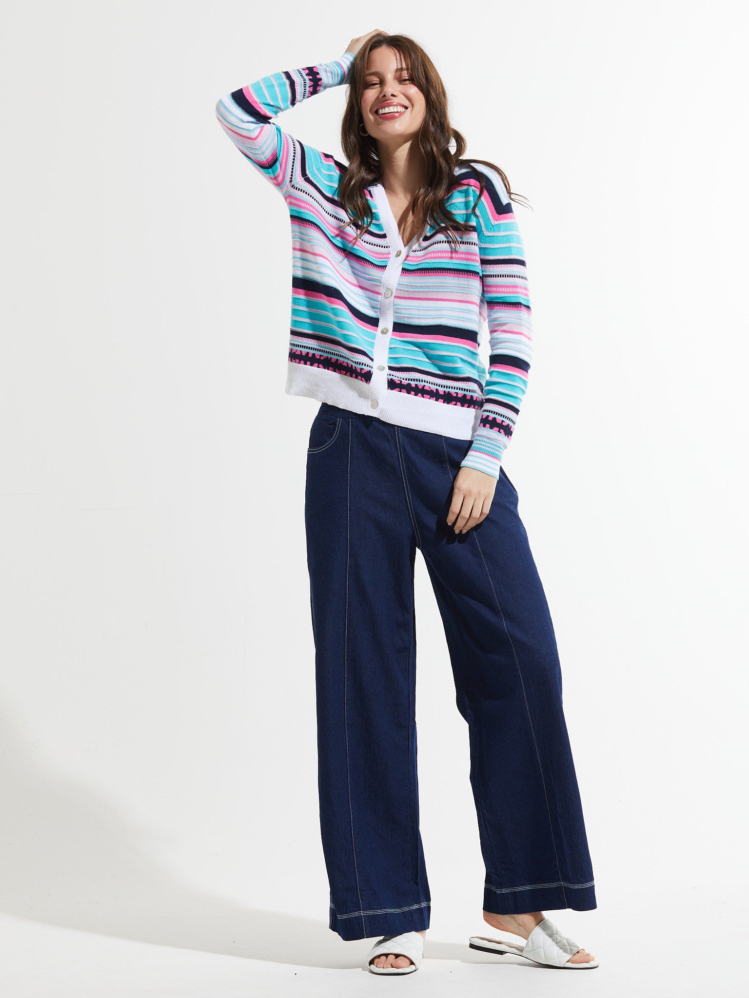 Striped V Cardi
