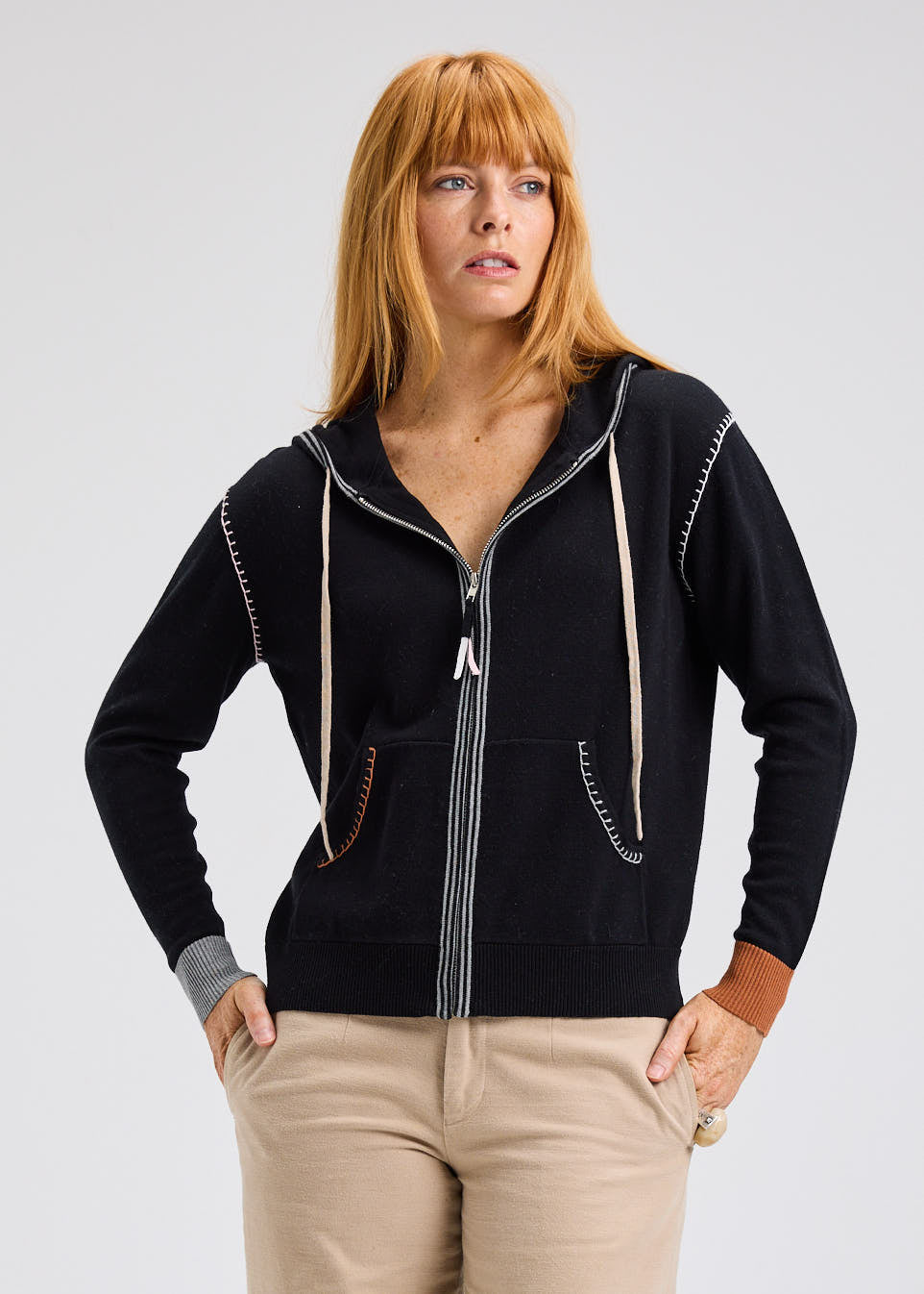 Heart-Embroidery Hoodie