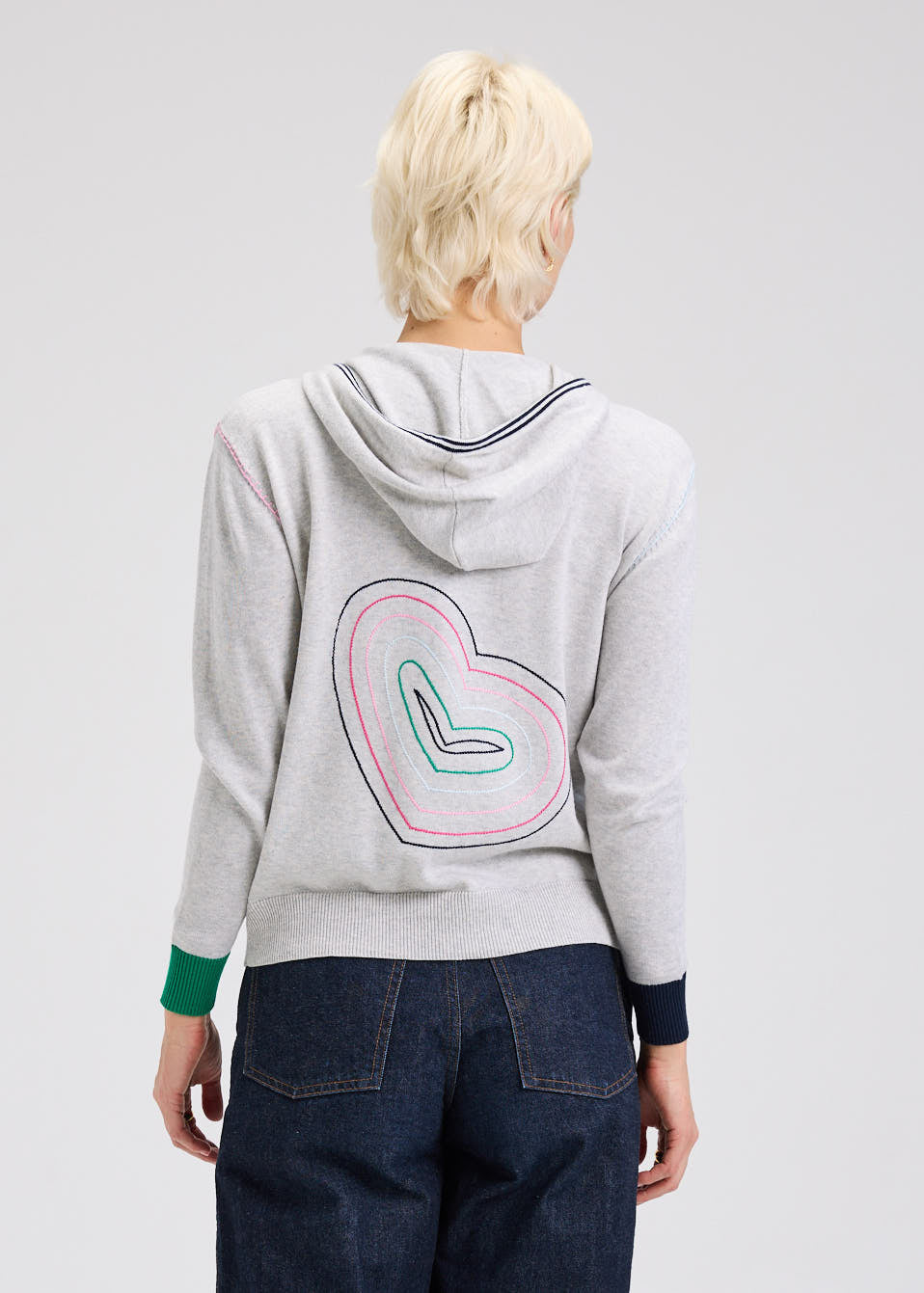Heart-Embroidery Hoodie