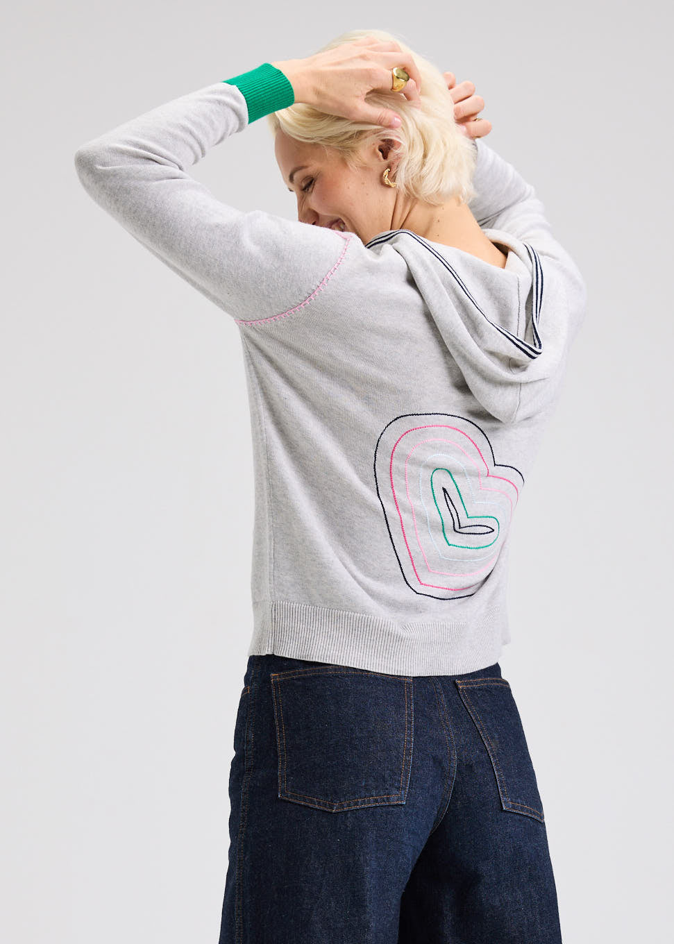 Heart-Embroidery Hoodie