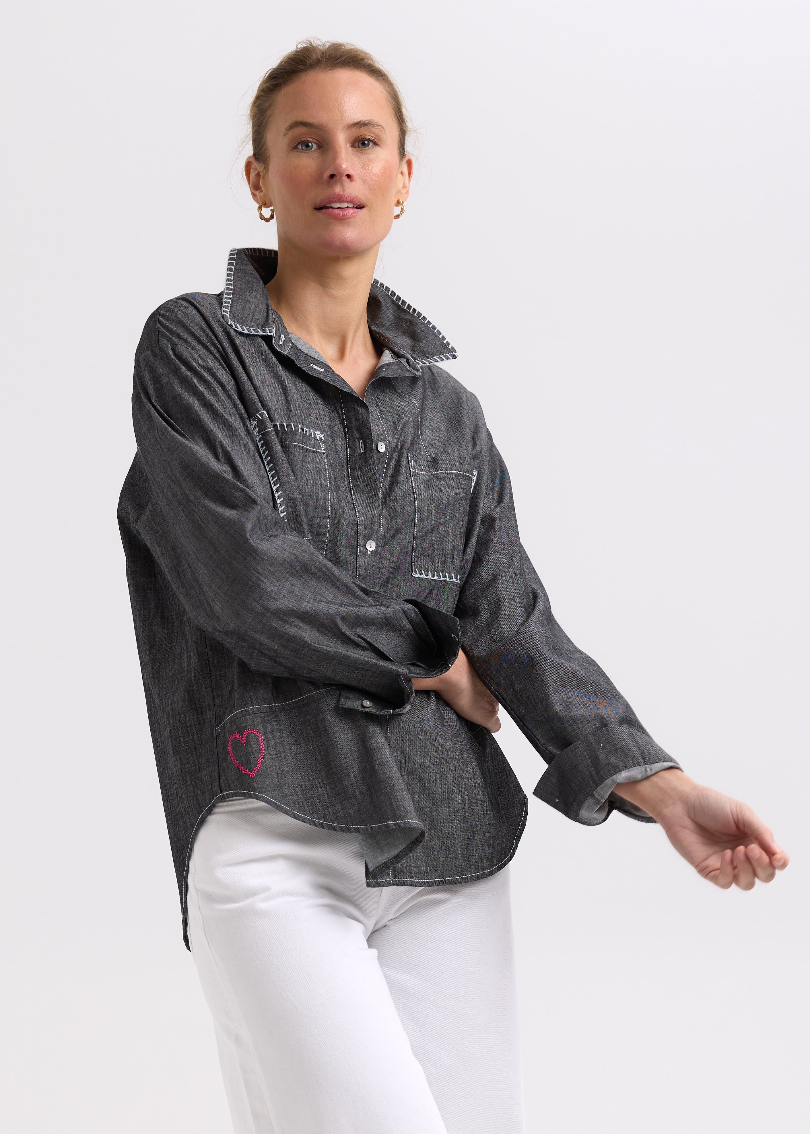 Hand Work Denim Shirt