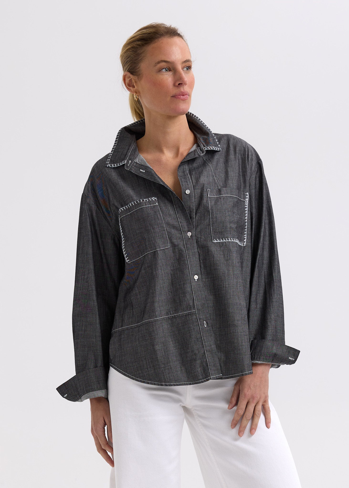 Hand Work Denim Shirt
