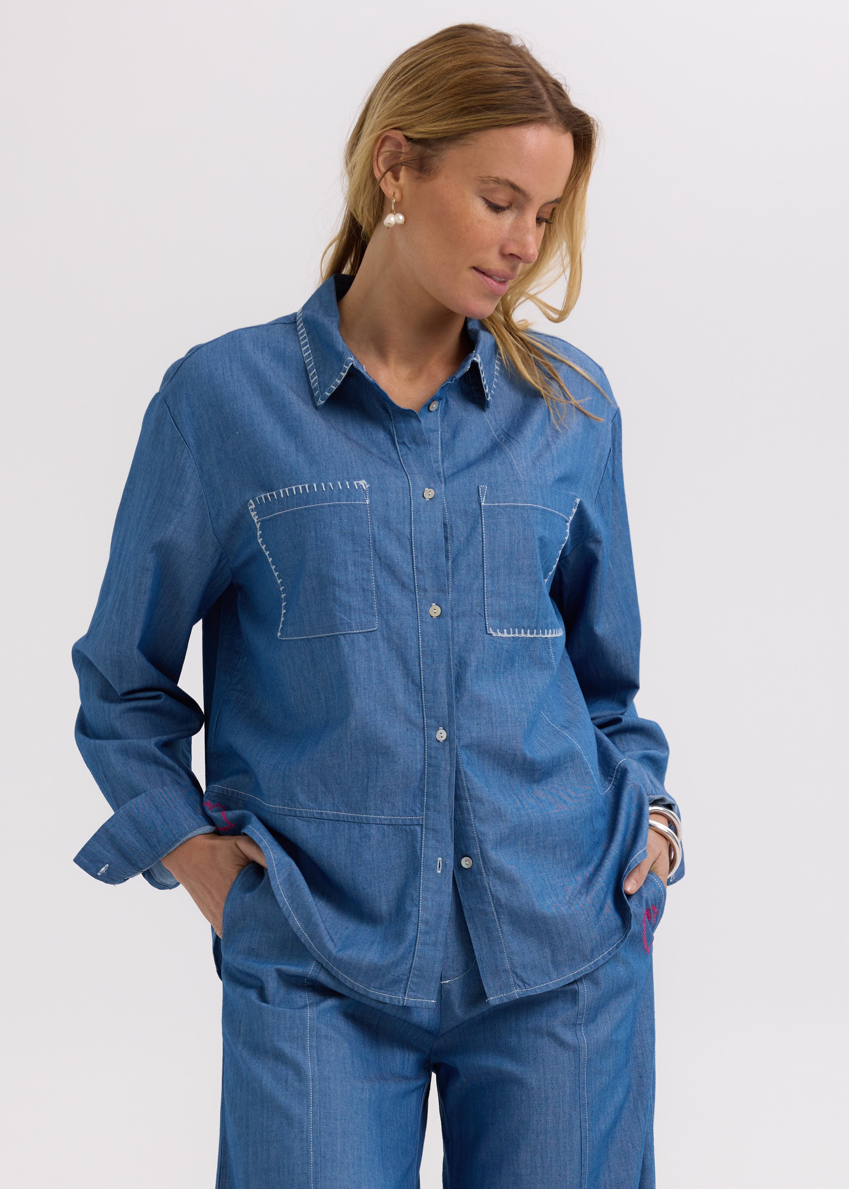Hand Work Denim Shirt