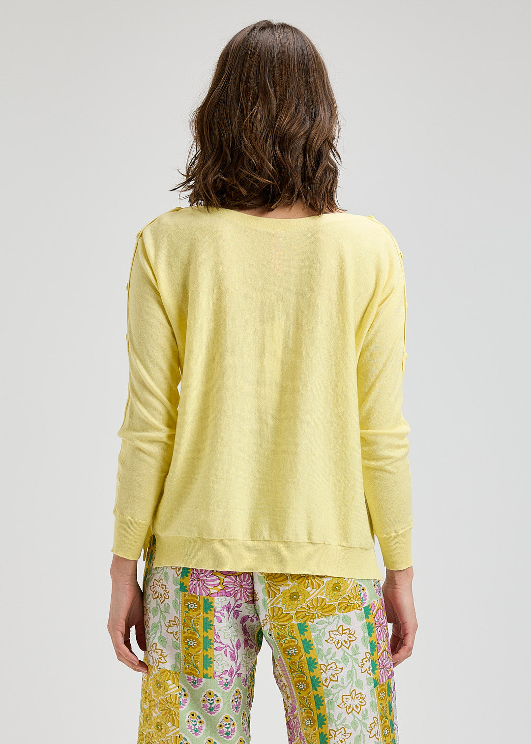 Button Boat Neck Sweater