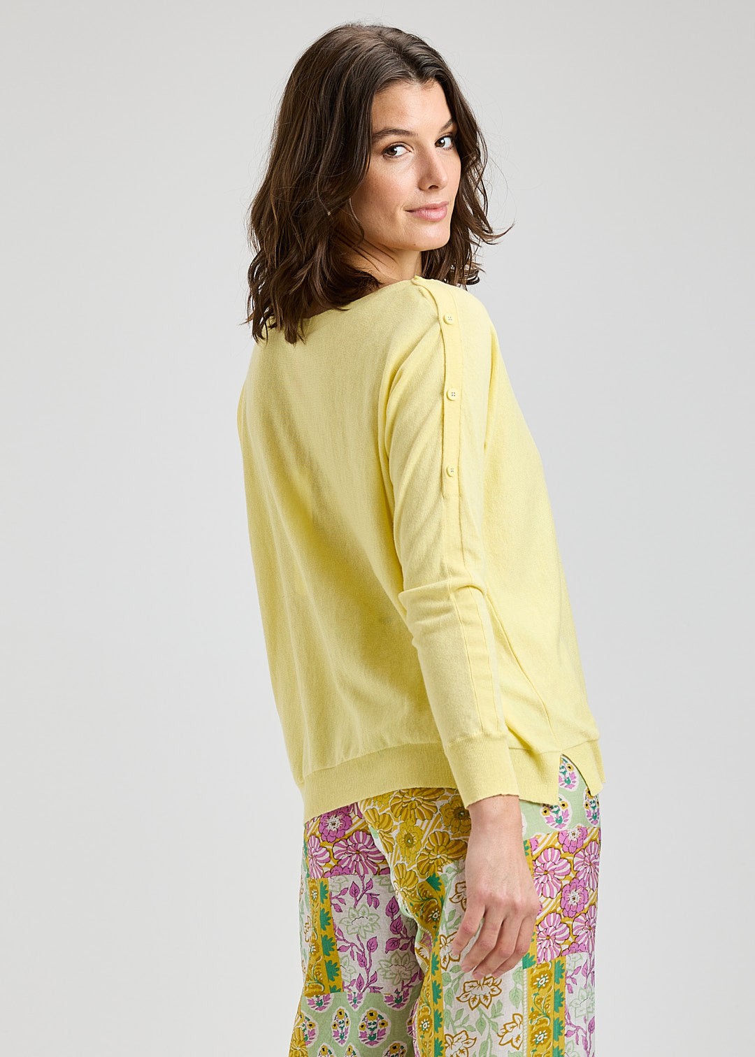 Button Boat Neck Sweater