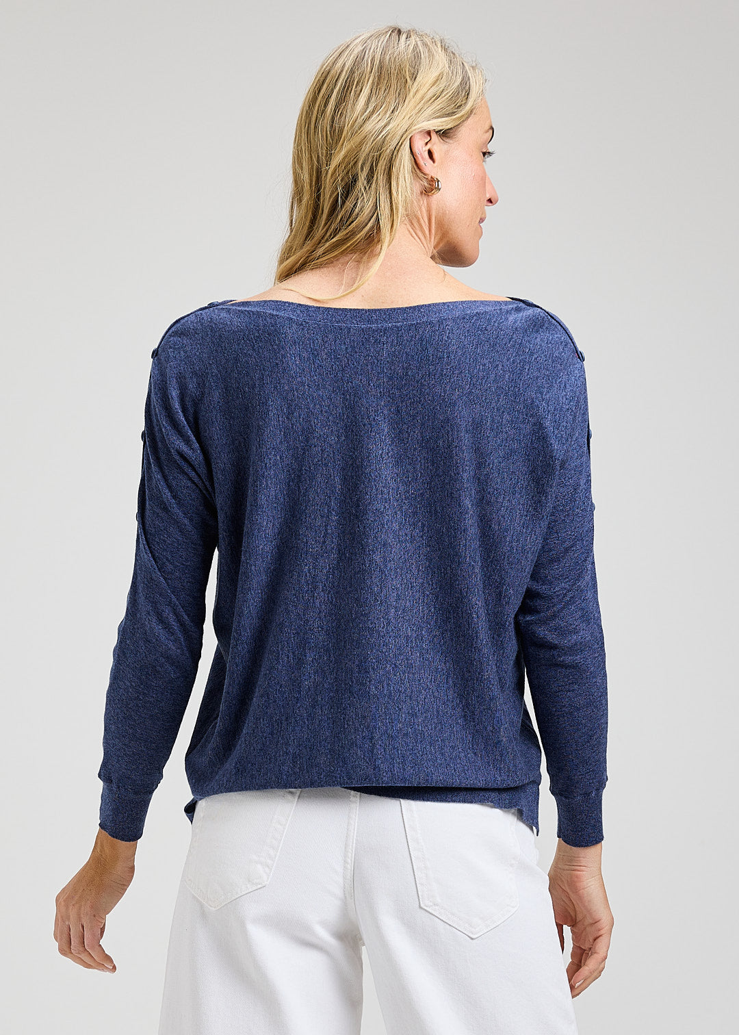 Button Boat Neck Sweater