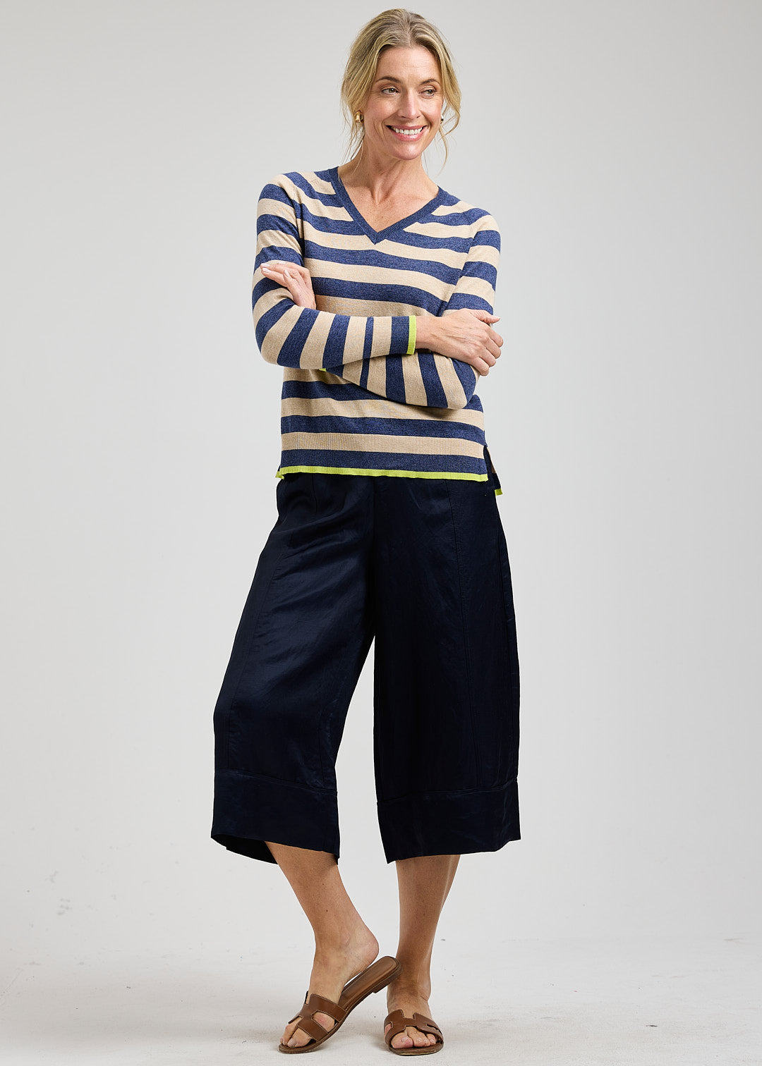 Stripe Vee Sweater