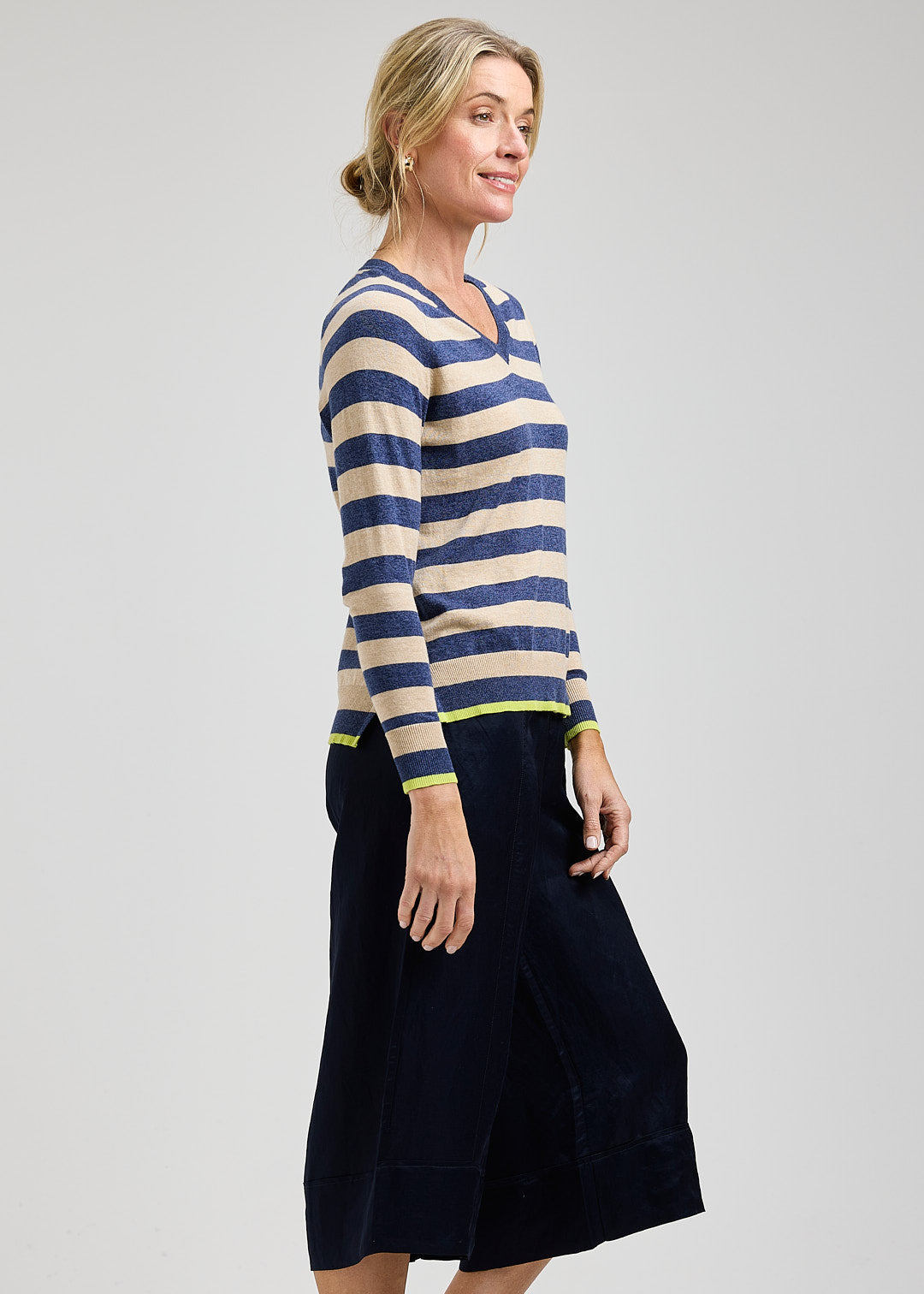 Stripe Vee Sweater