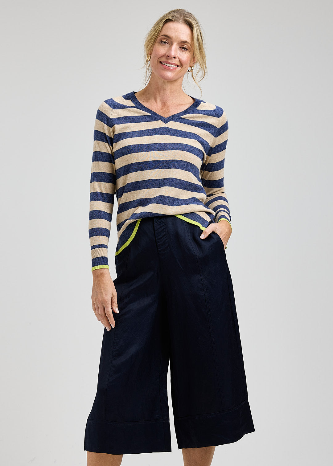 Stripe Vee Sweater