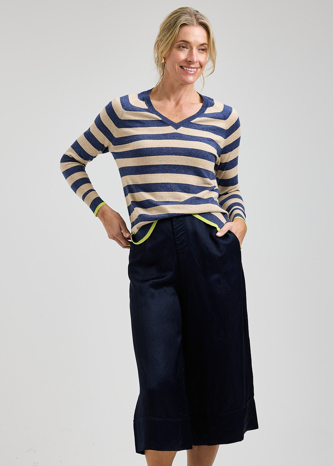 Stripe Vee Sweater