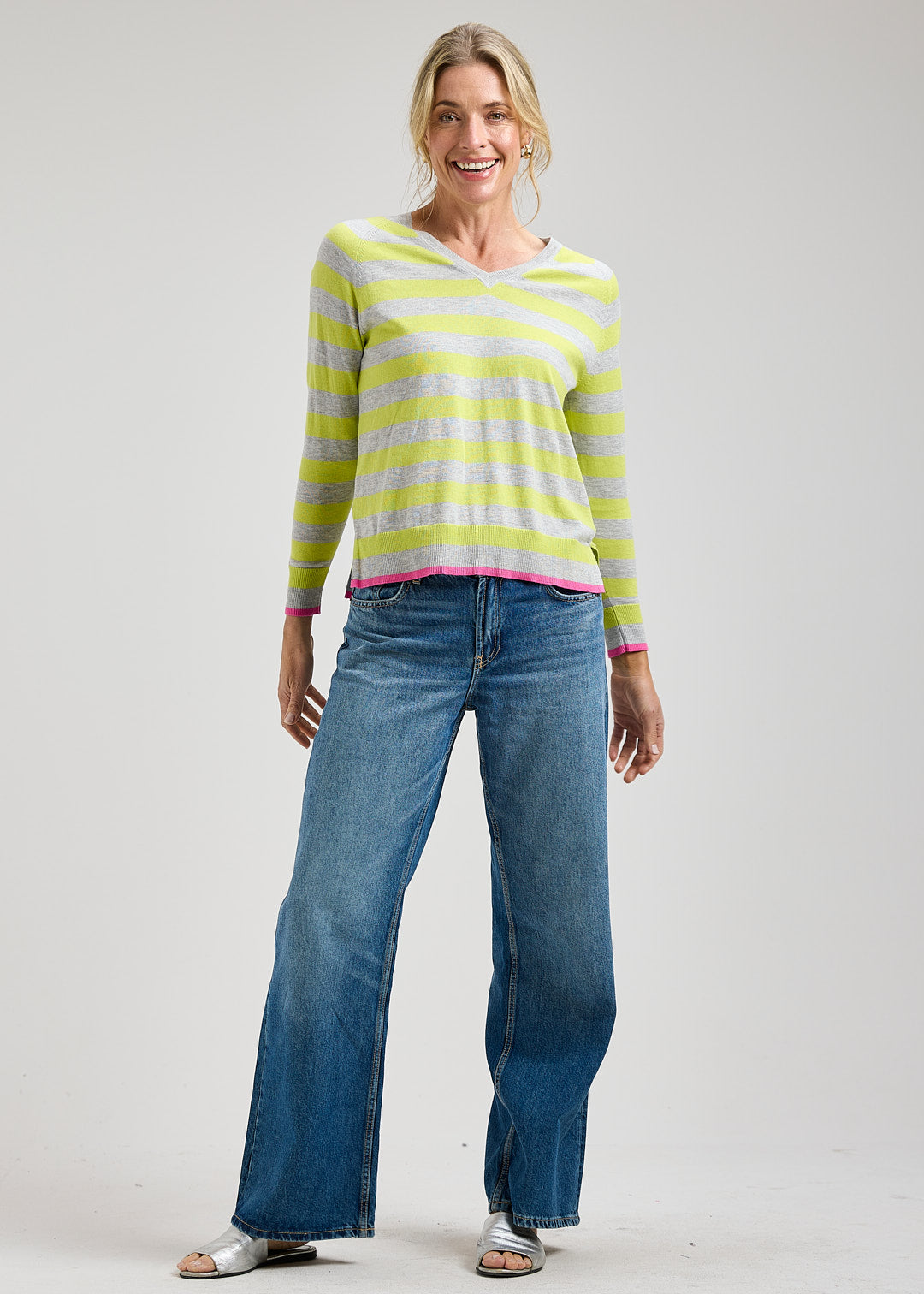 Stripe Vee Sweater