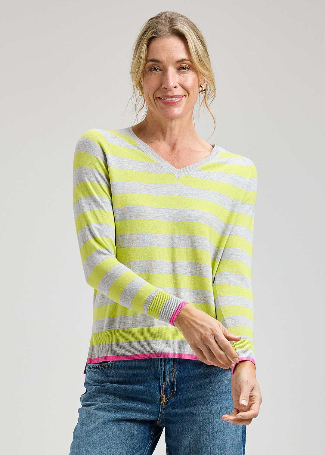 Stripe Vee Sweater
