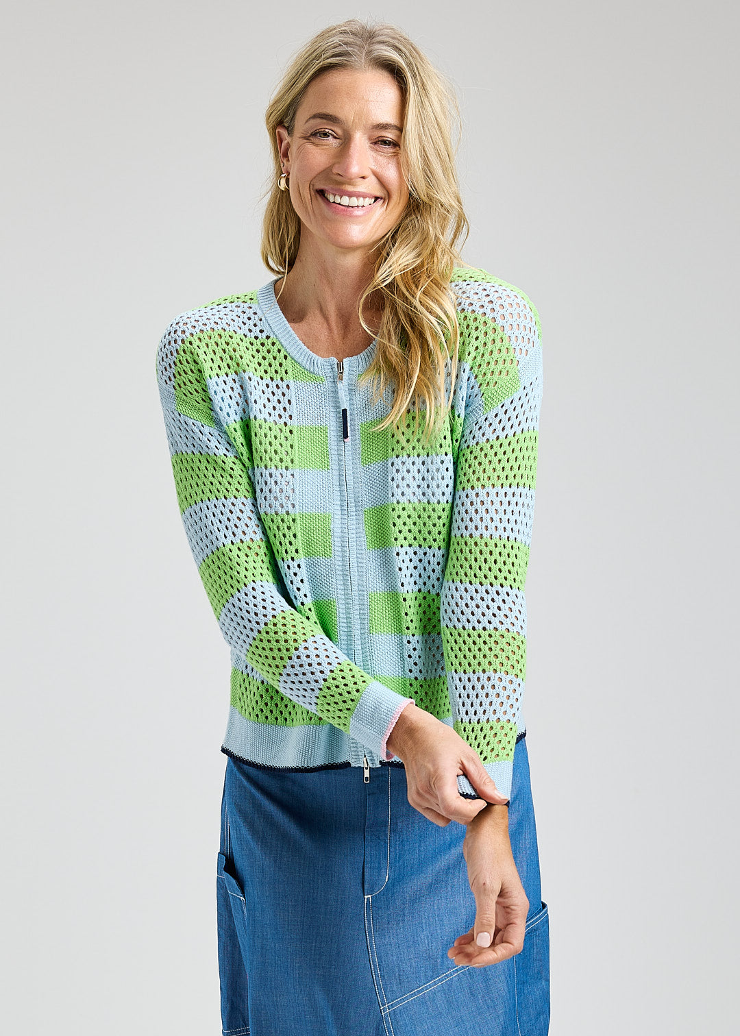 Pointelle Zip Cardi