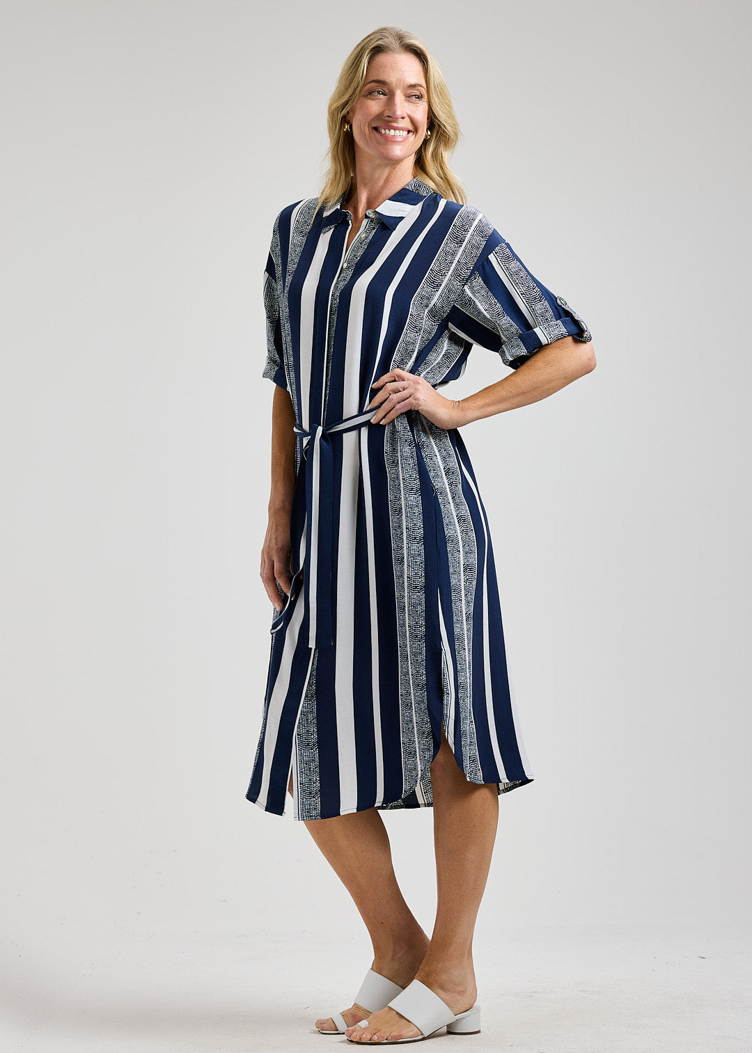 Nautical Stripe Shirt Dress