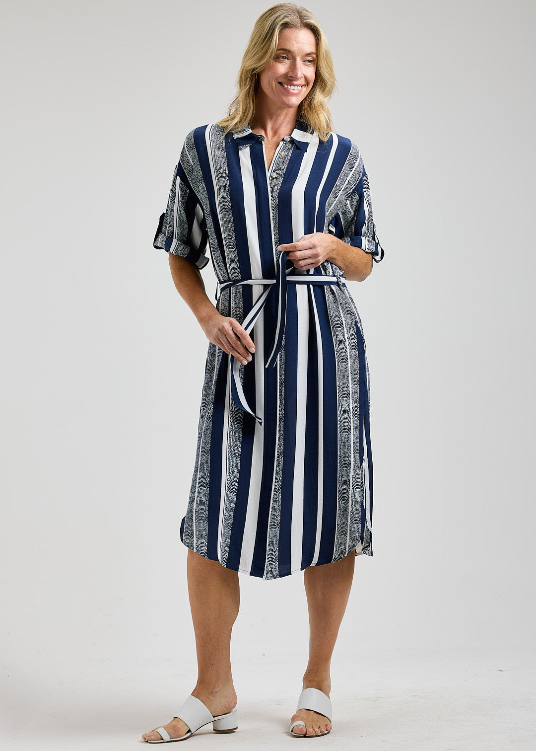 Nautical Stripe Shirt Dress