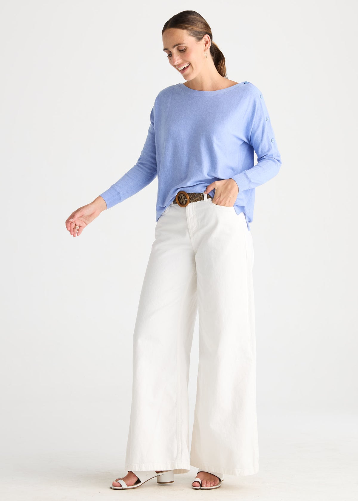 Button Boat Neck