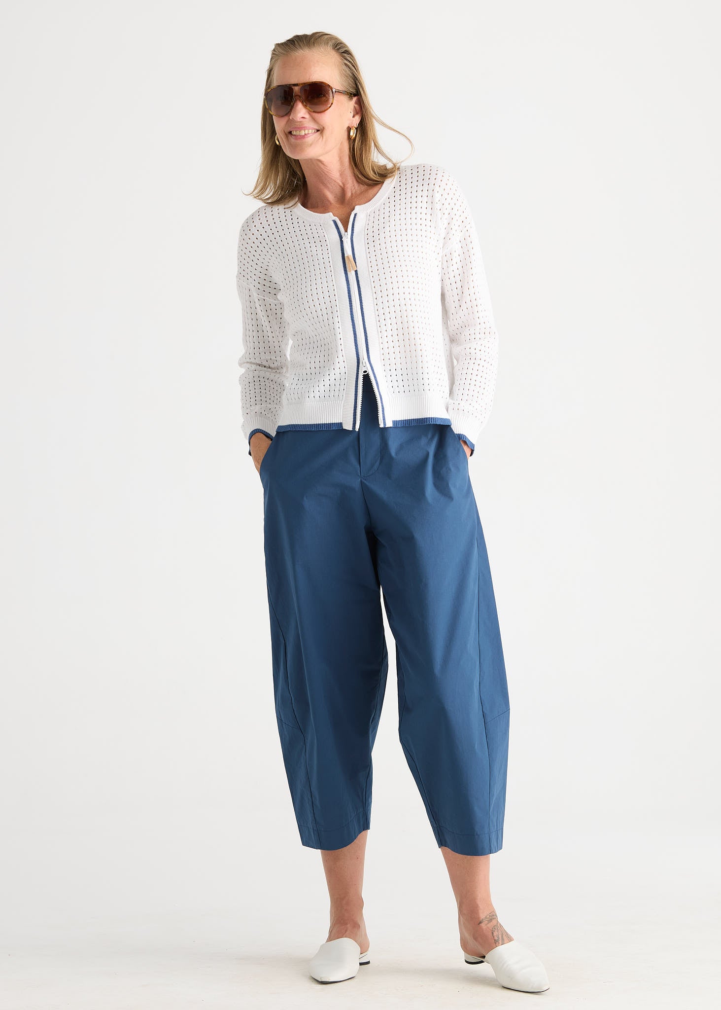 Pointelle Zip Cardi