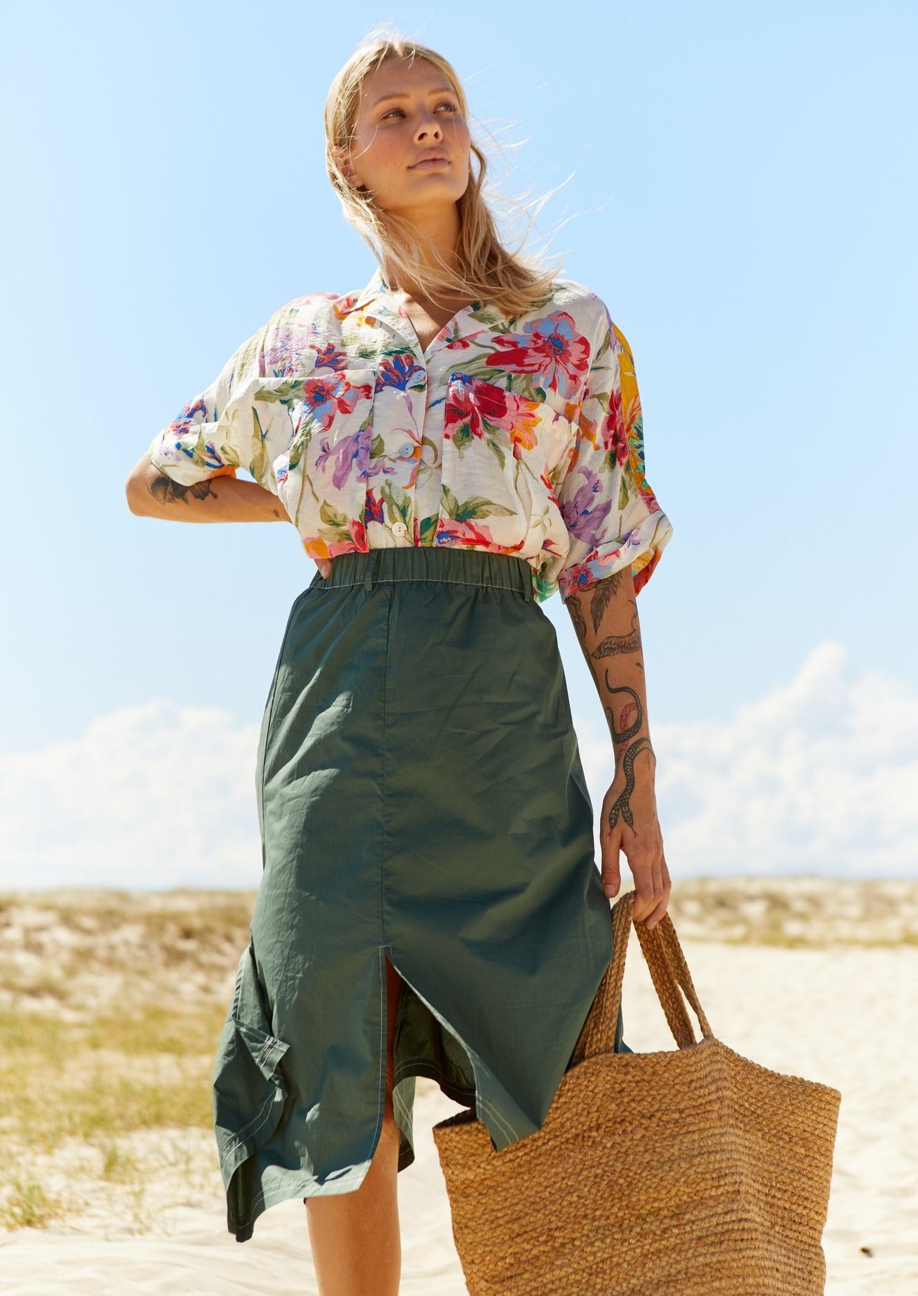 Polished Cotton Skirt